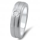 6.51 mm  F/VVS  0.19 ct Round Cut Diamond Men's Wedding Band  in 18k White Gold