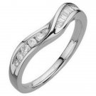 0.25CT ROUND & BAGUETTE CUT DIAMOND HALF ETERNITY DIAMOND RING IN 9K WHITE GOLD