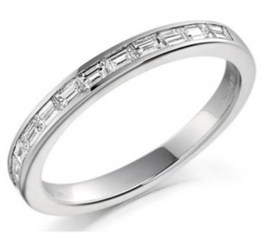 F/VS 0.25CT BAGUETTE CUT DIAMONDS HALF ETERNITY WEDDING RING IN 950 PLATINUM