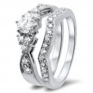 VS 0.99ct Round Diamonds Engagement & Wedding Ring Bridal Set,18K White Gold