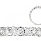 0.50 Bezel Set 7 Round Diamonds Half Eternity Wedding Ring,18K Solid White Gold