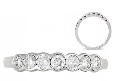 0.50 Bezel Set 7 Round Diamonds Half Eternity Wedding Ring,18K Solid White Gold