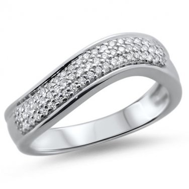 F/VVS Micro Pave Setting Round Diamond Half Eternity Wedding Ring,18K White Gold
