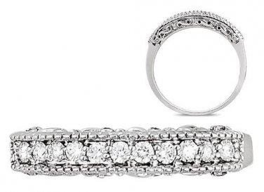 VVS 0.21 Round Brilliant Cut Diamonds Ring With Engraving in18k Solid White Gold