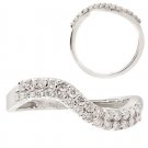VS 0.33CT ROUND DIAMONDS SHAPED HALF ETERNITY WEDDING RING,Solid 18K WHITE GOLD