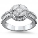 18k Gold,1.40ct Round,Baguette,Marquise & Princess Cut Diamonds Engagement Ring