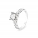 9k White Gold,1.20carat Princess Cut Solitaire & Round Diamonds Engagement Ring