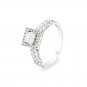 9k White Gold,1.20carat Princess Cut Solitaire & Round Diamonds Engagement Ring