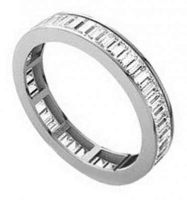 F/SI 0.75CT BAGUETTE CUT DIAMONDS FULL ETERNITY WEDDING RING IN 950 PLATINUM