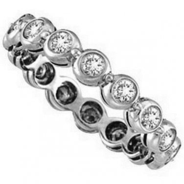 F/SI 0.90 Carat ROUND BRILLIANT DIAMOND FULL ETERNITY WEDDING RING,9K WHITE GOLD