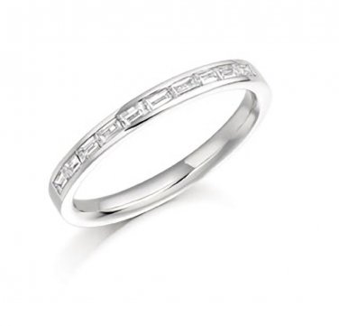 G/SI 0.25CT BAGUETTE CUT DIAMOND HALF ETERNITY WEDDING RING BAND ,18K WHITE GOLD