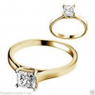 F/SI 0.25ct PRINCESS CUT SOLITAIRE DIAMOND ENGAGEMENT RING,9K YELLOW GOLD,SIZE K