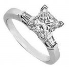 0.45 CT PRINCESS & BAGUETTE CUT DIAMOND ENGAGEMENT RING,950 PLATINUM HALLMARKED