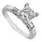 0.45 CT PRINCESS & BAGUETTE CUT DIAMOND ENGAGEMENT RING,950 PLATINUM HALLMARKED
