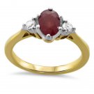 1.27ct REAL DIAMOND & RUBY ENGAGEMENT RING IN 18K YELLOW GOLD from finediamondsrus