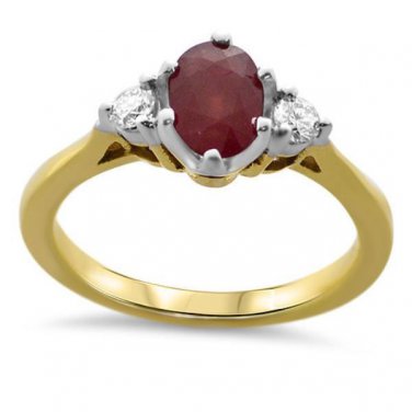 1.27ct REAL DIAMOND & RUBY ENGAGEMENT RING IN 18K YELLOW GOLD from finediamondsrus