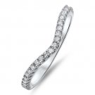 F/SI 0.15ct Round Cut Wishbone Shaped Half Eternity Ring,18k White Gold from finediamondsrus