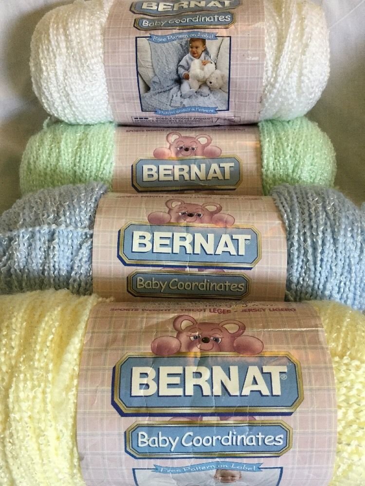 NEW 4x BERNAT Baby Coordinates Yarn PASTELS HTF 5.6 Oz Yellow Blue