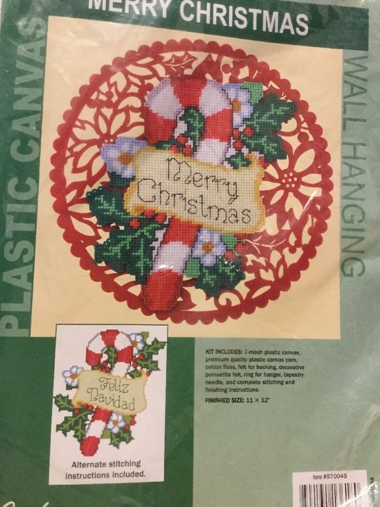 VTG Craftways Plastic Canvas MERRY CHRISTMAS Wall Hanging Kit 11