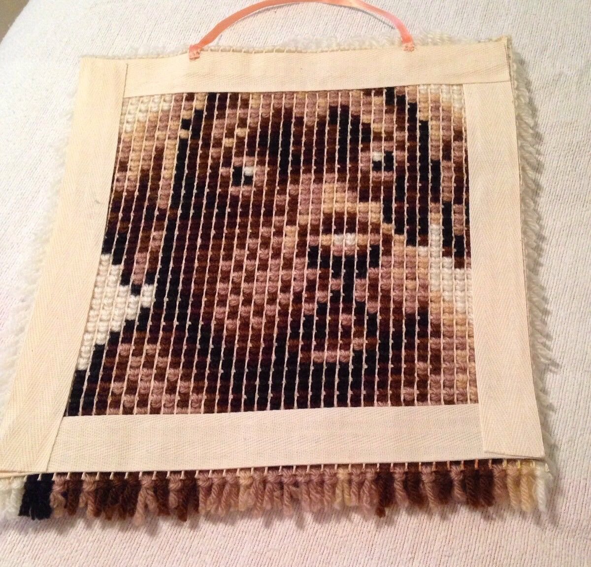 New Wonderart LATCH HOOK Finished CUTE LAB PUPPY DOG 12" sq PILLOW top