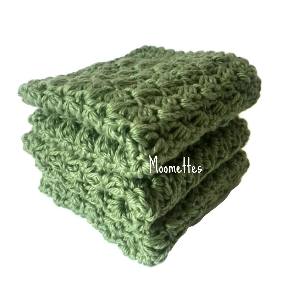 Handmade Kitchen Dish Cloths Sage Green Cotton Dishcloths Wash Cloth