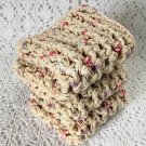 Ecru Beige Kitchen Dish Cloths Crochet Eco Friendly Cotton Dishcloths Wash Cloth Set of 3 Handmade