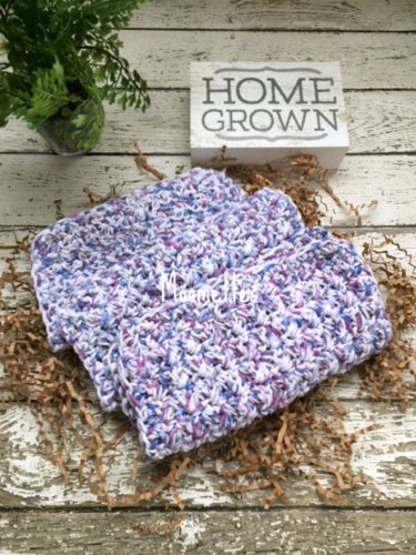 Crochet Blue Violet Purple Kitchen Dish Cloths Cotton Dishcloths Set of 3 Handmade