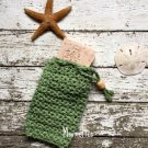 Handmade Large Soap Saver Sage Green Drawstring Soap Sack Bath Soap Pouch