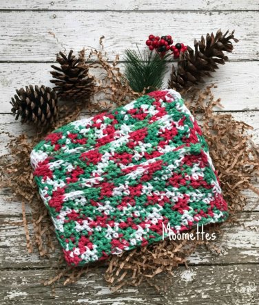 Crochet Kitchen Dish Cloths Set Christmas Red Green White Washcloth Cotton Dishcloths Set of 3