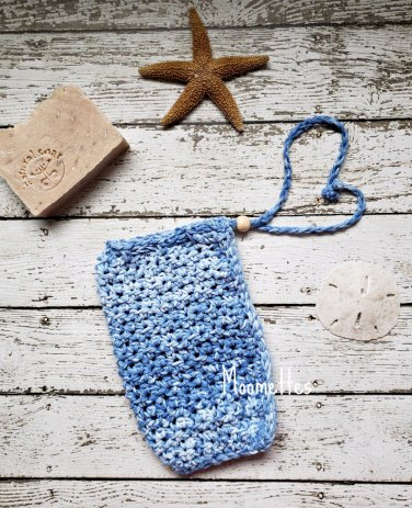 Handmade Soap Saver Bag Blue Blues Drawstring Soap Cozy Bath Soap Pouch