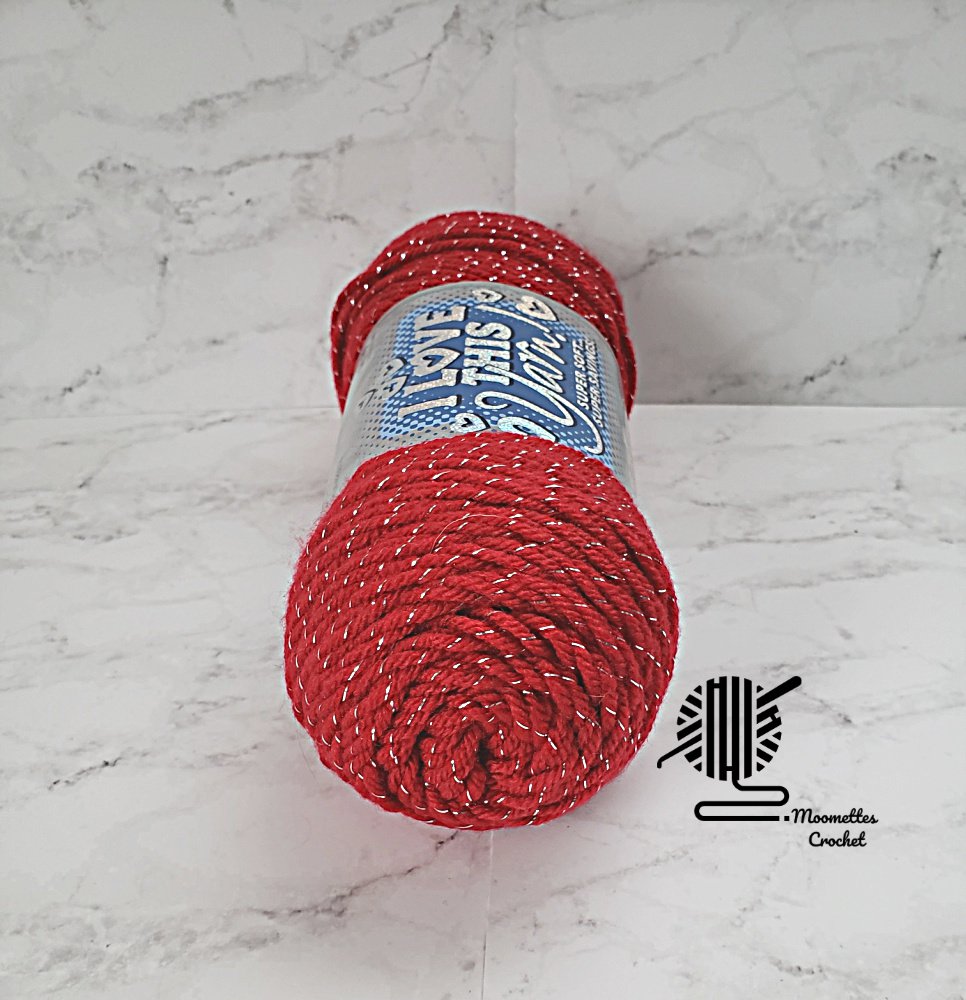 I Love This Yarn Red Metallic Color 736 Acrylic 252 Yards 5 oz Medium