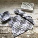 Gray White Dish Cloths Eco Friendly Cotton Neutral Handmade Set of 3
