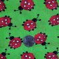 FQ Ladybug Fabric Green Red Cotton 18 in x 22 in Fat Quarter Material