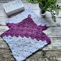 White Purple Dishcloths Cotton Washcloth Kitchen Set of 2 Handmade