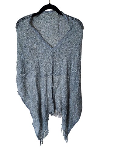 Grey Wrap Shawl Cheppu Shrug Silver Gray Popcorn Bolero Poncho Sparkle