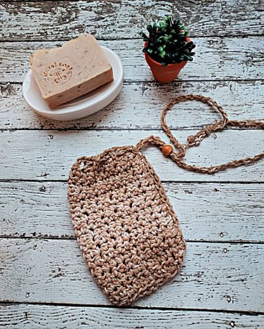 Cotton Drawstring Soap Bag Earth Tones Sand Beige Soap Saver Cotton Spa Cloth Handmade
