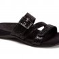Vionic Women's Black Reptile Embossed Slip On Sandal Skylar Buckle Size 8