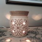 Scentsy Wax Warmer Beige Floral Ceramic Full Size Room Freshener Retired