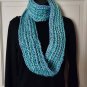Infinity Scarf Aqua Blue Loop Cowl Knit Crochet Circle Neck Warmer Handmade