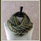 Infinity Scarf Earth Meadow Green Loop Cowl Knit Crochet Circle Neck Warmer Handmade