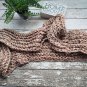 Infinity Scarf Ecru Beige Loop Cowl Knit Crochet Circle Neck Warmer Handmade
