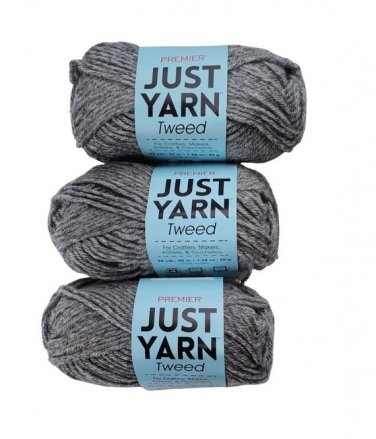Tweed Gray Premier Yarns Just Yarn - 1.58 oz. 98 Yds Grey Color 2065-02 Bulk 3 Skeins