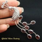 Sterling Silver Peacock & Garnet Brooch BC-129-KT
