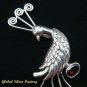 Sterling Silver Peacock & Garnet Brooch BC-129-KT