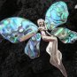 XL Silver & Paua Shell Angel Brooch Pendant BC-117-KT