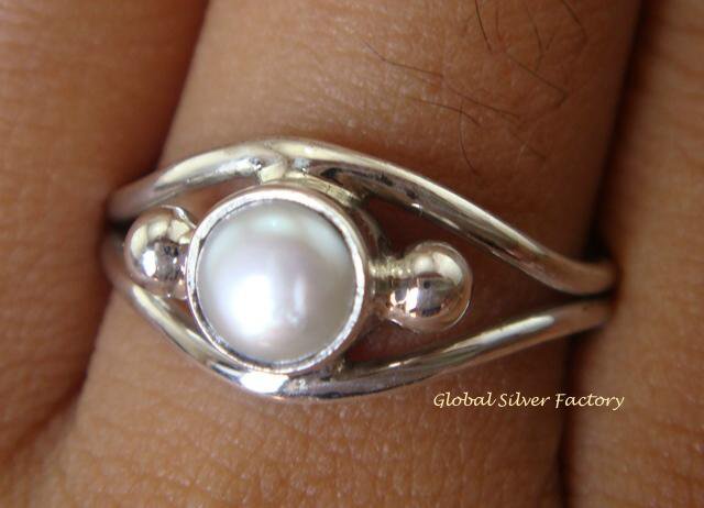 925 Silver Freshwater Pearl Gemstone Size 7 RI-269-NY