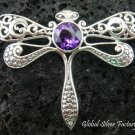 925 Silver Amethyst Butterfly Brooch Pendant BC-107-KT