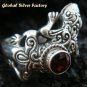 925 Silver Garnet Gecko Lizard Ring RI-243-KT