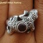 925 Silver Garnet Gecko Lizard Ring RI-243-KT
