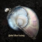 925 Silver Grey Nautilus Shell Pendant SP-372-KT